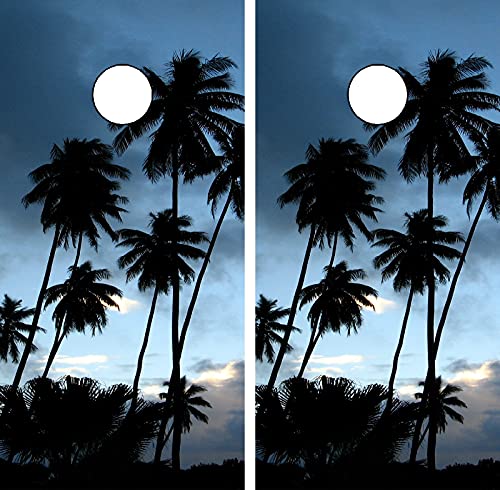 GRAPHIX EXPRESS C165 Palm Trees Beach Cornhole Board WRAP Wraps Laminated Board Boards Decal Set Decals Vinyl Sticker Stickers Bean Bag Game Vinyl Graphic Tint Image