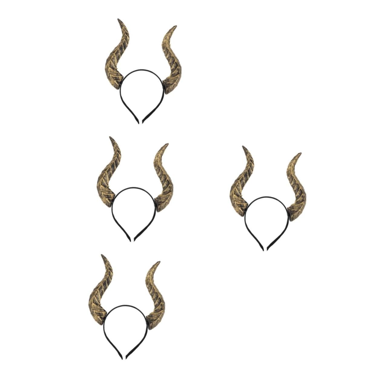 PRETYZOOM 4 Stück Halloween Horn -Kopfbeschriftung kopf Dämon Kostüm Haarzubehör Halloween Kostümzubehör Gothic Hörner Stirnband Dämonenkrone Ochse Kostüm Stirnband Dämon Pu Golden