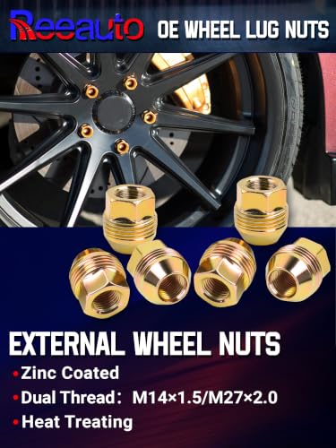 Image of Set of 32, M14x1.5 Lug Nuts OEM Factory 8 Lug Wheel Nuts | for Sliverado Sierra 2500HD 3500HD Yukon Avalanche Suburban Express 2500 C2500 K2500