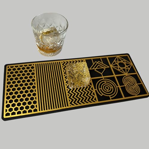 NOAVAOL Clear Ice Cube Stamp Tray - Craft Stylish Cocktail & Bourbon Ice Stamps in 5 seconds - Ice Mold Ice Cube Stamp for cocktails - Bartender Accessories - (Geometrical Pattern)