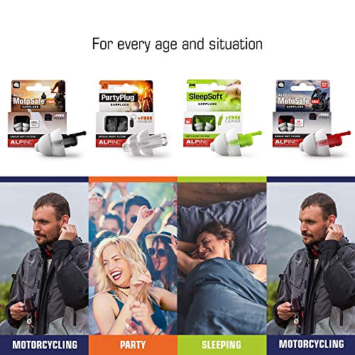 Alpine Motosafe Pro - Premium Motorcycle Ear Plugs For Wind Noise Reduction - Motorcycle Hearing Protection - Ultra Soft Audible Filter Hearing Protection For Motorcycle - 2 Pair #TOP7