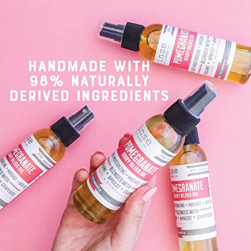 Rinse Bath & Body Pomegranate Body Oil Moisturizer Spray - Natural, Light & Fast Absorbing | Squalane, Grapeseed & Apricot Oil | All Skin Types | Shower & Massage | Vitamin E | Handmade | 4Floz #TOP3