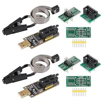 2 Sets SOP8/SOIC8 Test Clip for EEPROM 93CXX/25CXX/24CXX and CH341A USB Programmer Module