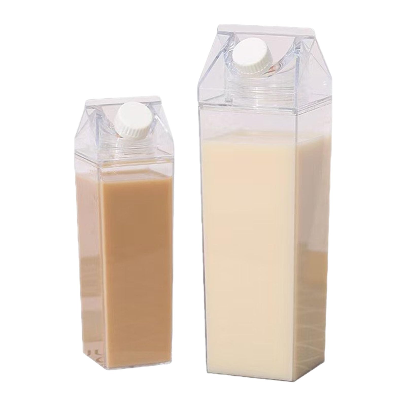 Jazuaiao Square Milk Bottle 500ML 1000ML Clear PP Materials Leak Proof Lid Ergonomic Handle Dishwasher Safe Multiple Scene Household Drinking Vessel