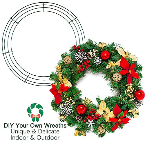 Aodaer 12 Pack 14 Inch Wire Wreath Frame Christmas Dark Green Wire Wreath Ring Round Metal DIY Floral Crafts Wreaths for Halloween New Year Holiday Valentines Day Decorations - Thumbnail 5