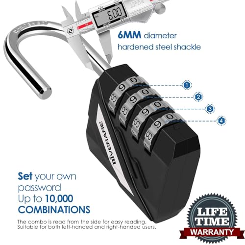 Image of 2 Pack 4-Digit Combination Lock, Heavy Duty Padlock Metal, Outdoor Alloy Locks with Hardened Steel Shackle, High Security Weatherproof Large Padlocks for Gym, School, Locker, Fence, Gate, Hasp-Black