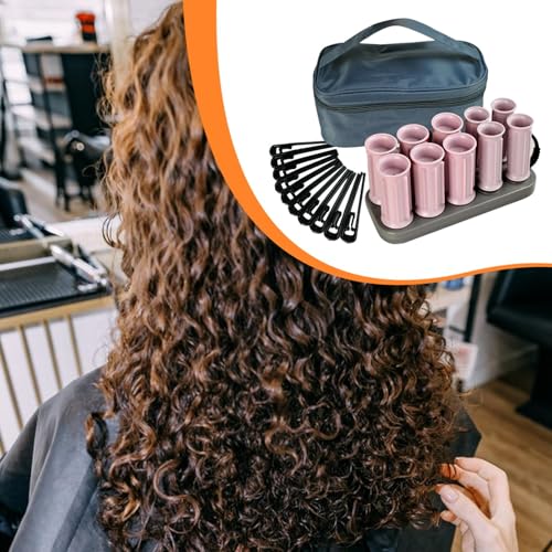 KiBcsLic 10 rulos eléctricos para el cabello con, herramienta para peinar el cabello, incluye pinzas, tubo rizador y rulos calientes. - imagen 5