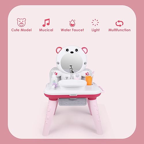 Miniatura 2 de Juego de juguetes 3 en 1 para maquillaje con espejo musical y luz para niños de 3 años