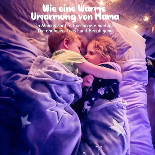 Winthome Kuscheldecke Kinder, Deck Glow In The Dark, Fleecedecke Weiche Flauschig, Babydecke Warme Kuschelig, Sofadecke für Mädchen Junge, Geschenke, Passend zu Allen Jahreszeiten (Stern, 120x150cm)