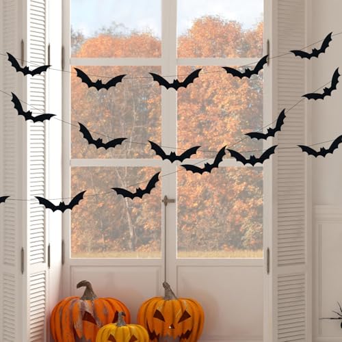 Halloween Deko Outdoor Und Innen, Fledermaus Deko 17pcs Set, Halloween Fensterbilder Party Wohnzimmer Haunt Balkon Fledermaus Banner Decorations Aesthetic Horror Gruselig 2025