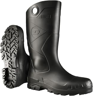 Dunlop Chesapeake Steel Toe Waterproof PVC Work Boots for Men & Women - Lightweight, Wide Calf Rain Garden Fishing Boots Black Sizes 3-15