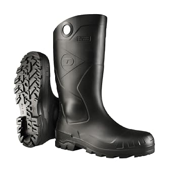 DUNLOP Chesapeake Rubber Boots for men and women, Plain Toe, Black, Size 11