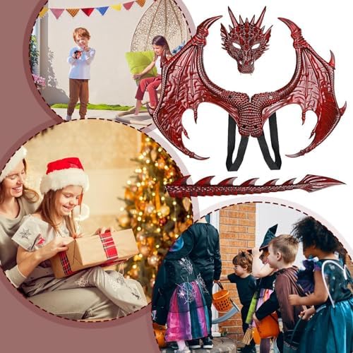 Kids Dragon Costume Set Wing Tail Foam Halloween Cosplay - 4