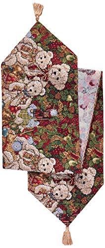 Violet Linen Decorative Christmas Teddy Bears Design Tapestry, 13