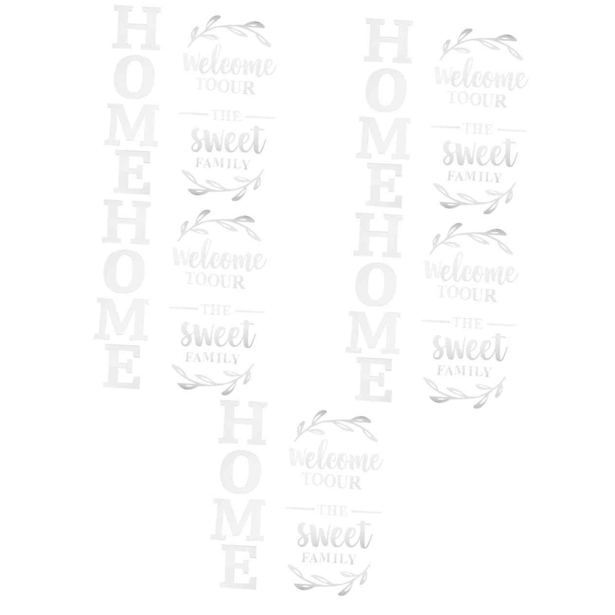 Uonlytech 5 Juegos Pegatinas De Pared De Espejo Bienvenido a Nuestro Cartel De Inicio Letras De Signos De Casa Espejo De Cristal Pegatinas Letras Inglesas Boda Acrílico 3D Hazlo Tu Mismo