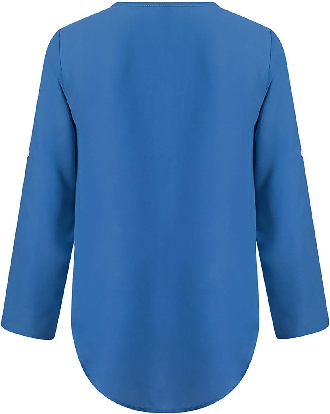 ZYXTIM Women Casual V-Neck Chiffon Blouse Quarter Zipper