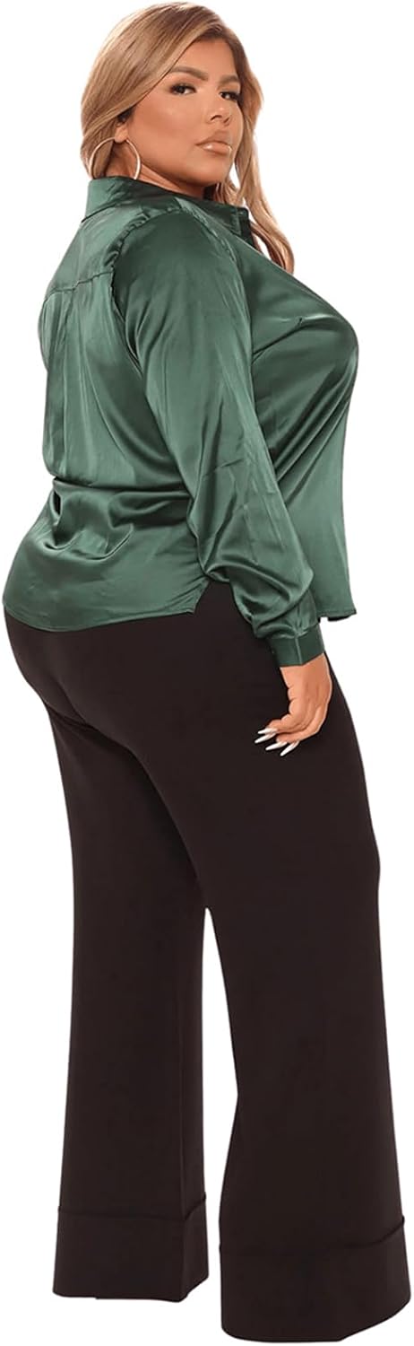 Silk Blouse for Women Satin Silk Top Button Down Shirts Casual Loose Long Sleeve Office Work Formal Tops - Image 7