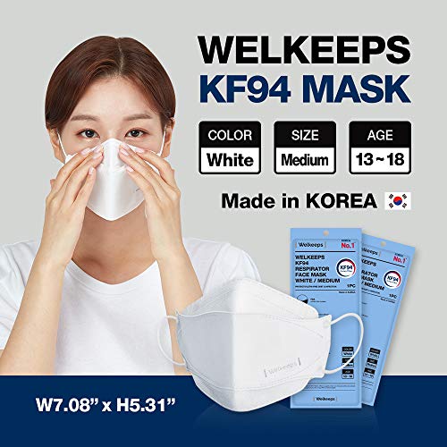 Welkeeps Kf94 Face Mask 30 Packs (Made In Korea) 4-Layer Filters Mask With 3 Stage Fold Ergonomic Design For Adult, Protective Nose Mouth Covering Safety Dust Mask, Men And Women, Indoor, Outdoor, Daily Use (Made In Korea) (Large, White) #TOP1