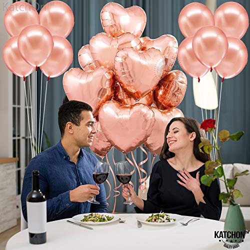 Big Rose Gold Heart Balloon - Pack Of 20 | Foil Rose Gold Heart Shaped Balloons | Metallic Pink Heart Balloons | Pink Foil Heart Balloons | Rose Gold Heart Balloons, Valentines Day Party Decorations #TOP1