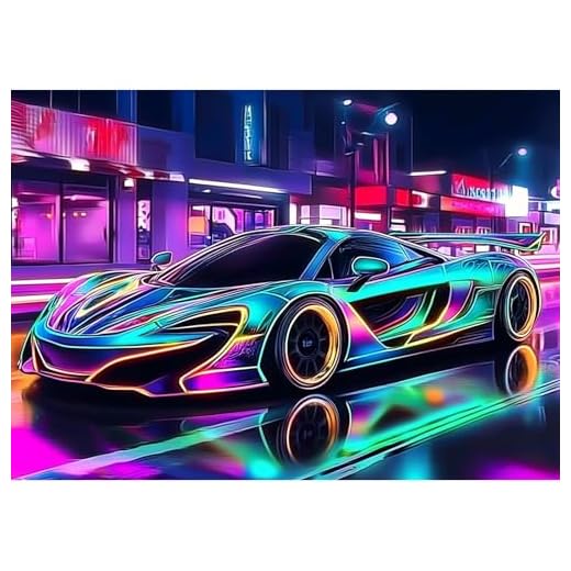 MXJSUA Diamond Painting Set, Sportwagen 5D Diamant Painting Bilder 30x40 cm mit Diamond Painting Zubehör für Erwachsene, Crystal Art Wand Deko