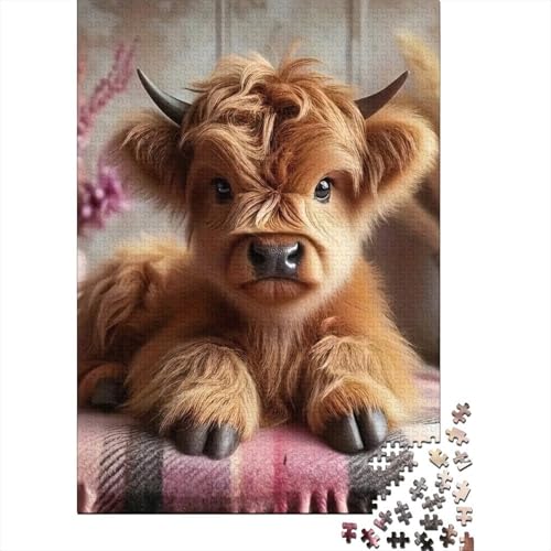 Puzzle de 1000 piezas de ternero Highland, el regalo original para adultos amantes de animales