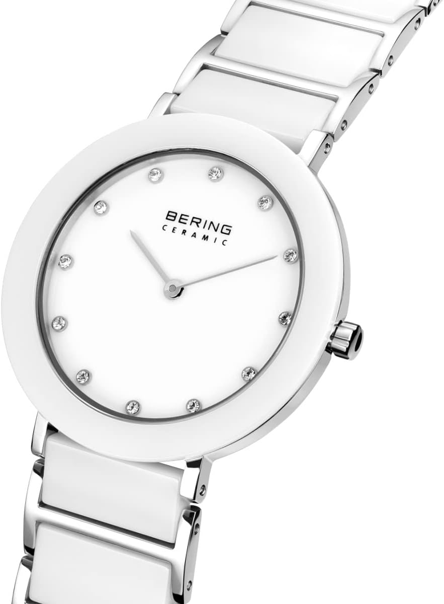BERING Women's Quartz Movement Watch - Ceramic Collection with Stainless Steel and Sapphire Glass