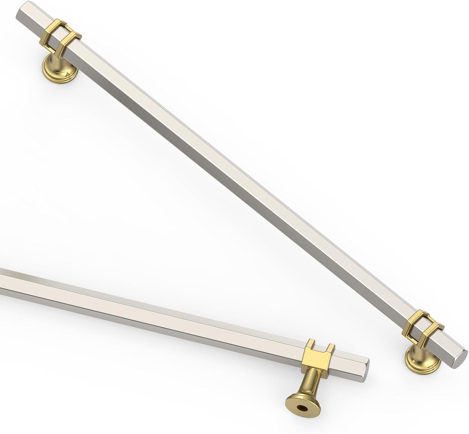 Asidrama 10 Pack 10 Inch(254mm) Brushed Satin Nickel and Gold Kitchen Cabinet Handles, Cabinet Pulls Kitchen Cabinet Hardware for Cupboard Drawer Pulls