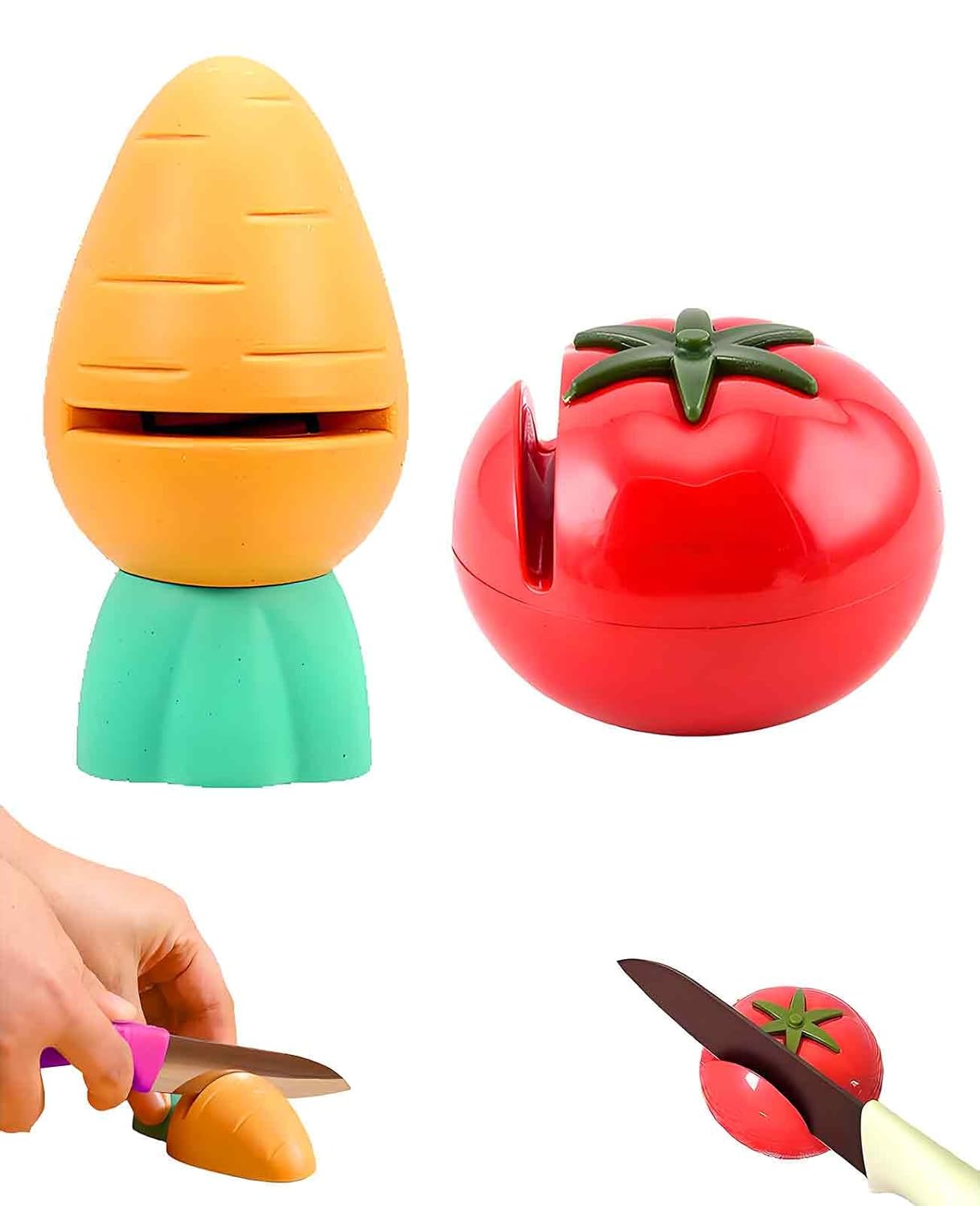 2PCS Mini Ceramic Kitchen Knife Sharpener Tomato Carrot Shaped Afilador De Cuchillos Tool for Multi-purpose Portable