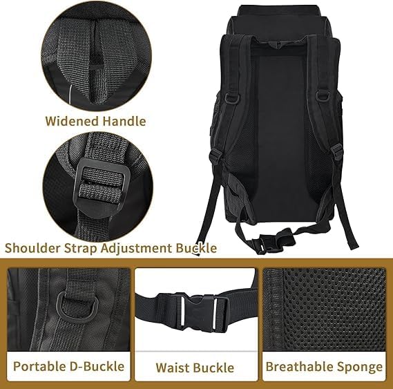 Men's Women's Hiking Backpack, 80 L Backpack Trekking Mountaineering Bag Travel Daypack for Camping Outdoor Workout Cycling Sports Gym Large (Black)