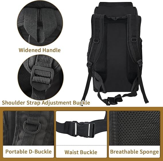 Mochila de senderismo para hombre y mujer 80 L negra miniatura 6