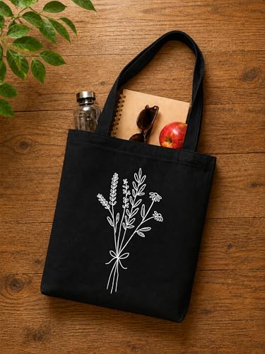 Image of DOODLE Premium Canvas Tote Bag for Women with Zip and Inner Pocket for Shopping, Office, Travel and Daily Use