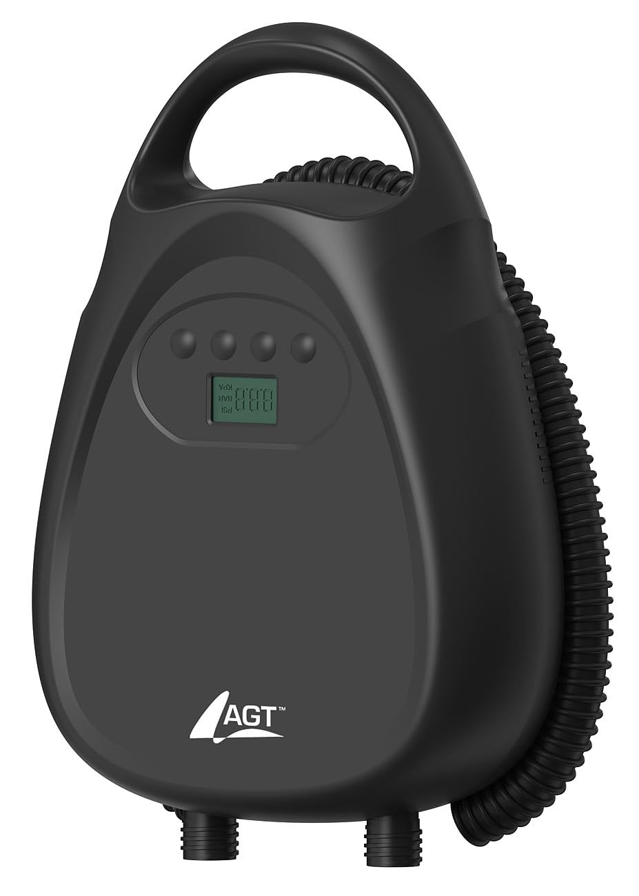 AGT Akkupumpe für SUP: Akku-Luftpumpe für SUP-Boards, 70 l/Min., 12 V, 1,38 bar/20 psi (Pumpe elektrisch, Luft-Pumpe, Board)