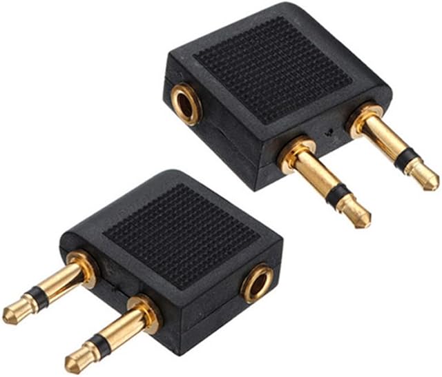 Airplane Flight Headphone Adapters 3.5mm Golden Plated Airline Earphone Adapter