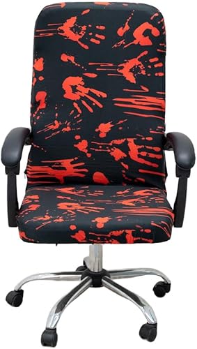 Fundas para silla de oficina de Halloween, huellas de manos sangrientas, huellas sobre tema de terror negro, funda elástica para estilo moderno y