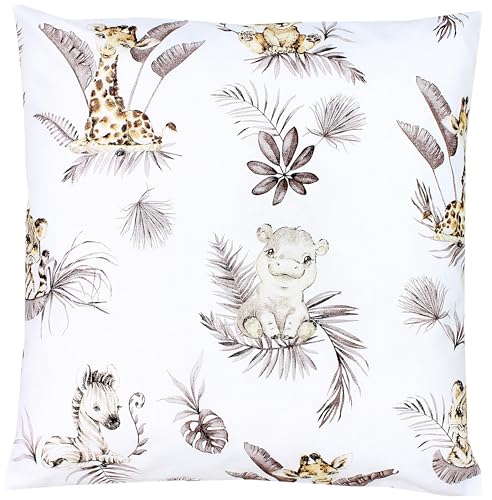 TupTam - TupTam Taies d'oreillers Décoratives pour Enfant, Lion/Feuilles/Beige, 50 x 50 cm