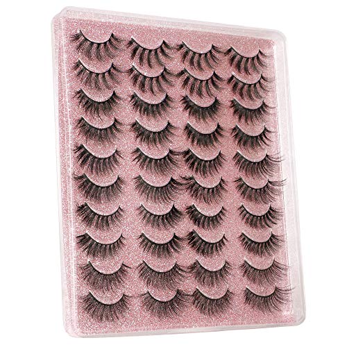20 Pairs False Eyelashes 3D Faux Mink Lashes Natural Look Wispy Fake Eyelashes Alphonse 16-20Mm Fluffy Volume Long Thick Lashes Pack 5 Styles Mixed #TOP2