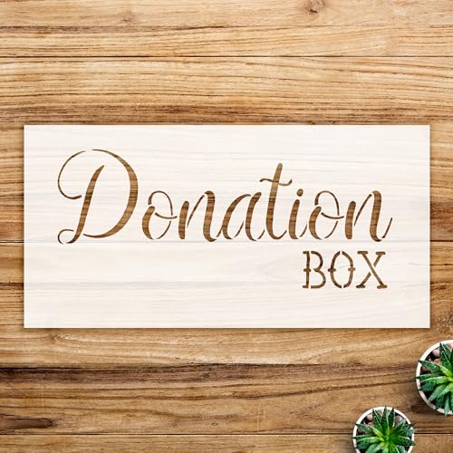 Donation Box Stencil for Wood and Walls, Reusable Mylar Template, Ideal for Charity fundraisers, Church Events, and School Service Projects - Size A4 (11.0" x 5.5")
