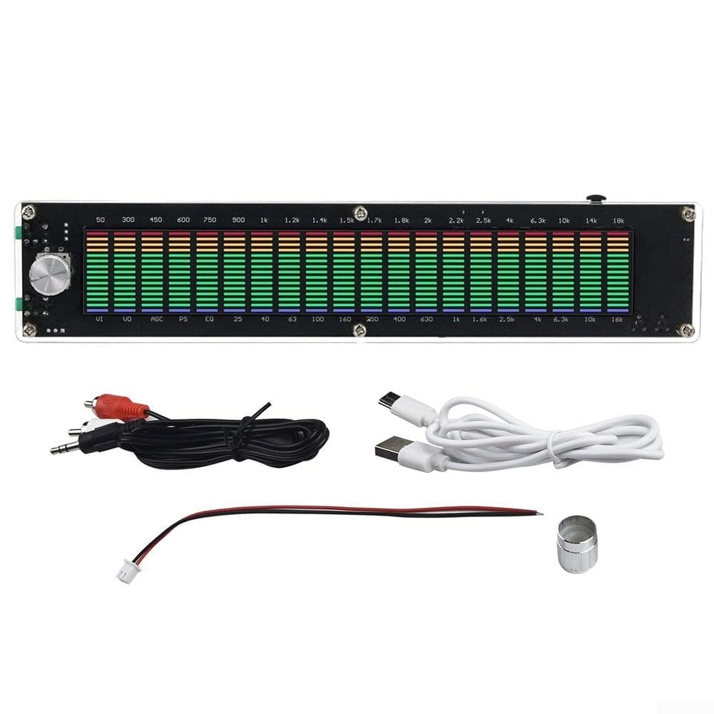 Analizzatore musicale con EQ e VU Meter, indicatore di livello audio reale, modulo display reattivo al suono acrilico per stereo