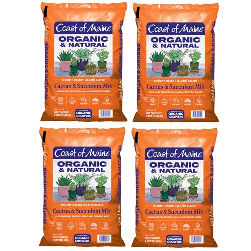 Coast of Maine Mount Desert Island Blend, 8qt (Pack of 4) Organic and Natural, Cactus and Succulent Mix - Tropical Palms and Citrus Plants