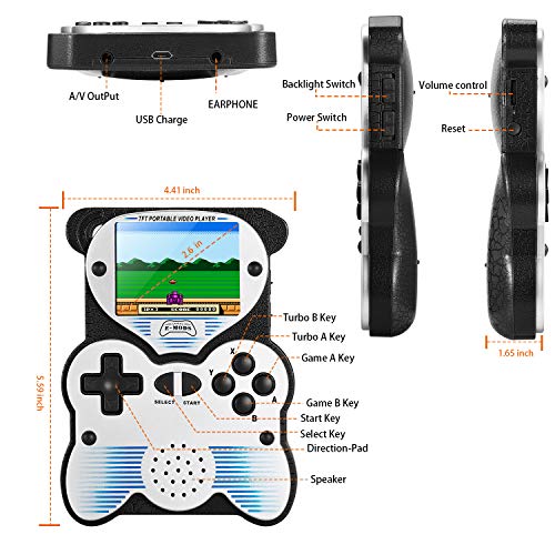 Kids Handheld Games Retro Games Player With 220 Classic Games 2.6 Inch Screen Electronic Travel Games Machine Support Tv Output Xmas Present For Kids Age 3-8 Years (Black) #TOP5