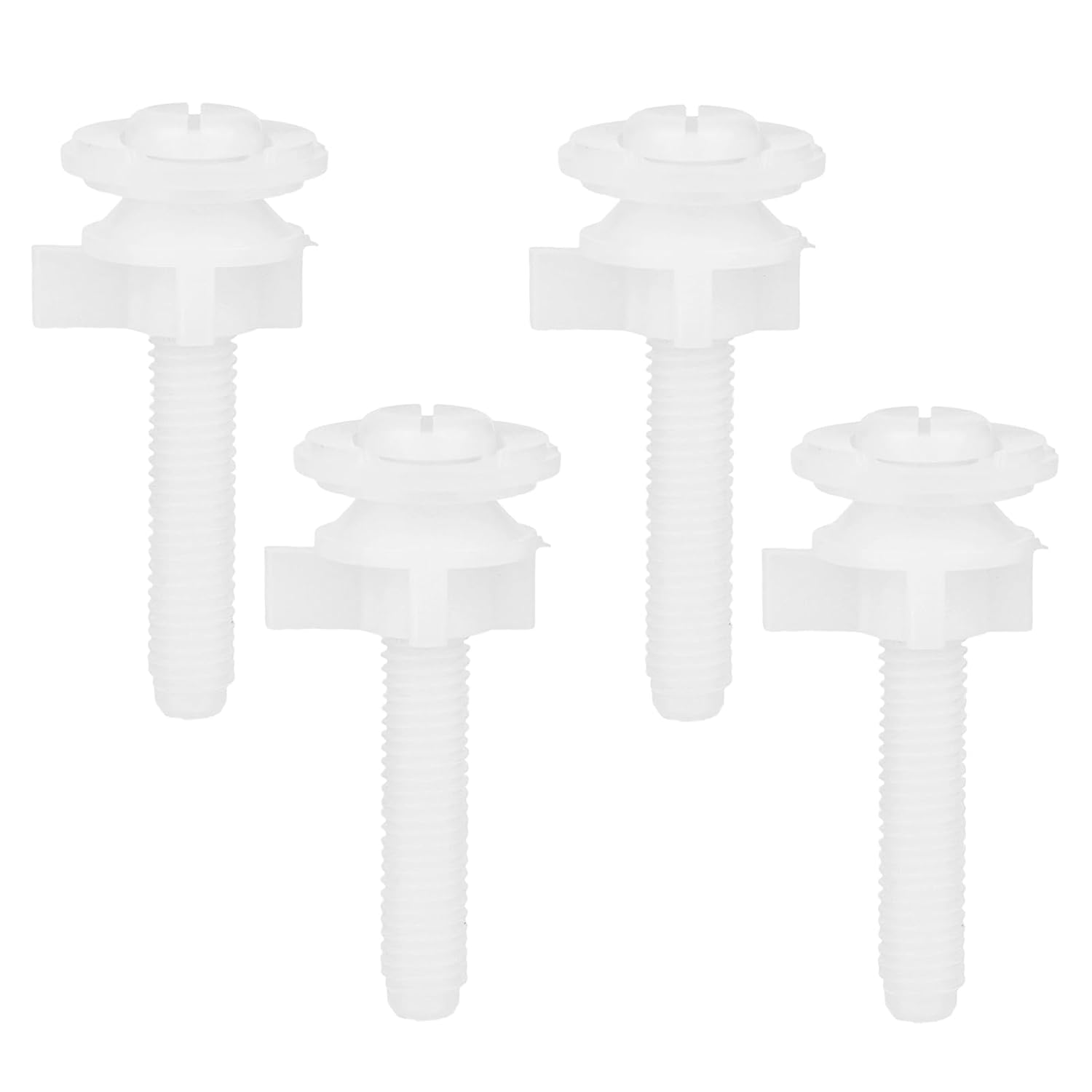 2 Pack Toilet Seat Screws Replacement Kit for Fixing The Top Toilet Seat Includes Plastic Bolts with Plastic Nuts and Washers Parts, White