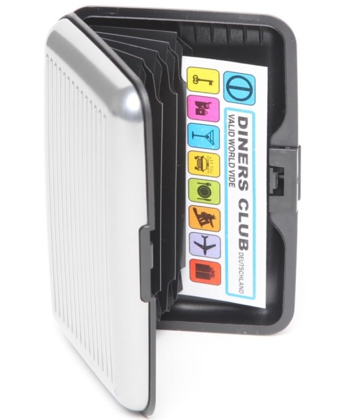 Aluminium RFID Protected Credit Card Holder, Lightweight Concertina Wallet with Push Button Clasp. (White)