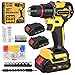 Brushless Cordless Hammer Drill Set, 21V Impact Drill Driver and Screwdriver Set with 2 Batteries, 25+3, 10mm Heave Duty DrillChuck, 2 Speed Power Combi Battery Drill Set with 87 Accessories for DIY
