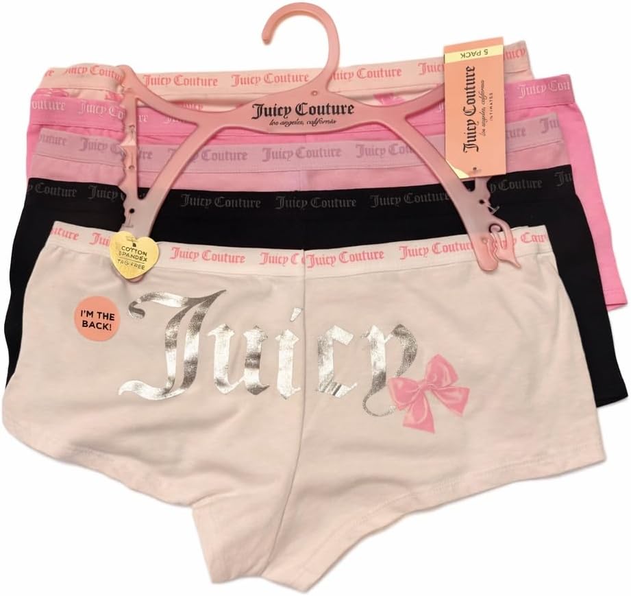 Juicy Couture Cotton Boyshorts for Women, 5 Pack