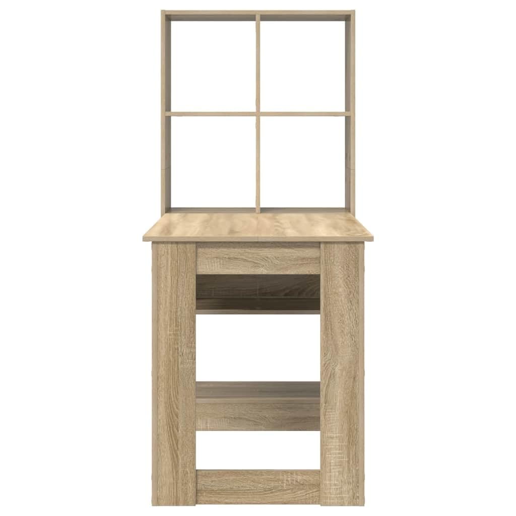Schreibtisch Sonoma-Eiche 122 x 67 x 145 cm Holzwerkstoff mit Stauraum und Regalen für Büroorganisation und kreatives Arbeiten