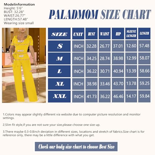 Image of PaladMom Womens Elegant Plus Size Jumpsuits Sexy Back zipper Short Sleeve Mid Waist Wide Leg Straight Rompers