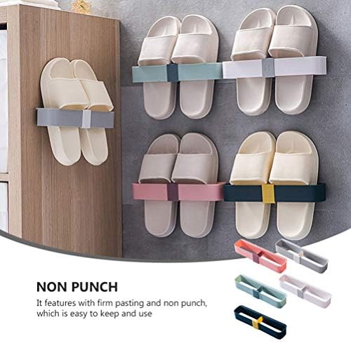 Cabilock 5pcs Wall Mounted Slipper Holder Adhesive Plastic Hanging Shoe Umbrella Rack Holder Organizer for Bathroom Kitchen Door(Assorted Color)