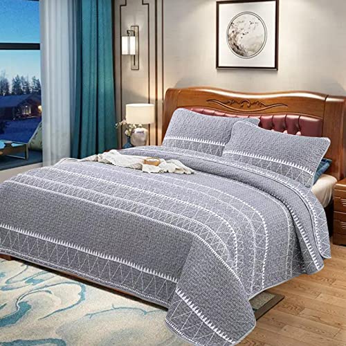 Homuno Grey Quilt Set Queen Size 3-Piece Set (90 X 96 Inches), Bohemian Style All-Season Lightweight Reversible Microfiber Bedspread Set (1 Piece Quilt Set, 2 Pieces Pillowcase) #TOP6