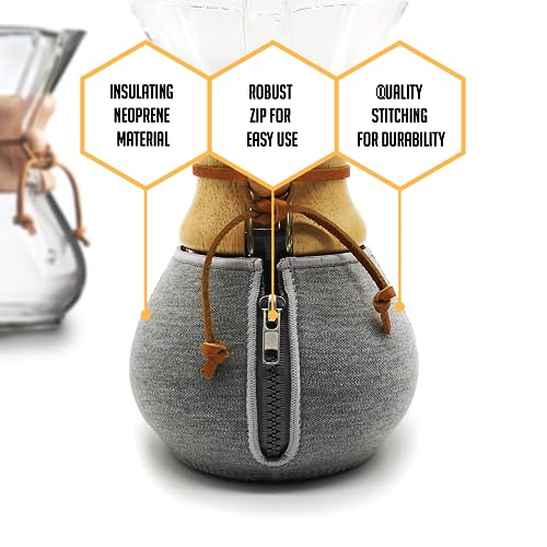 Hexnub – 10 Cup Cozy For Chemex Collar And Handle Pour Over Glass Coffeemaker Carafes – Insulated Sleeve Keeps Coffee Warmer Or Colder For Longer #TOP2