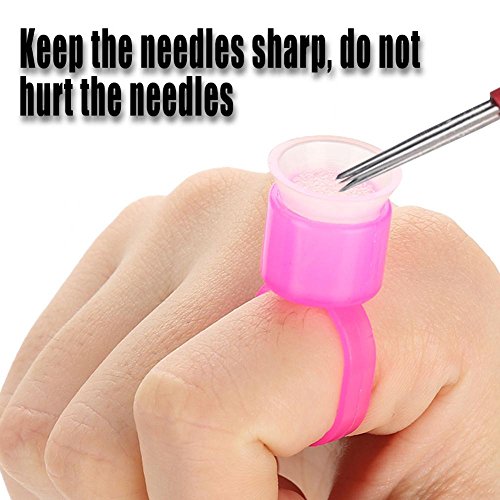 100Pcs Disposable Tattoo Ink Ring Cups With Sponge, Pigment Holder Permanent Makeup Tool, Tattoo Supply Ring Cups, Microblading Pigment Holder, Makeup Container Cap Tattoo Accessory (Red) - Image 2